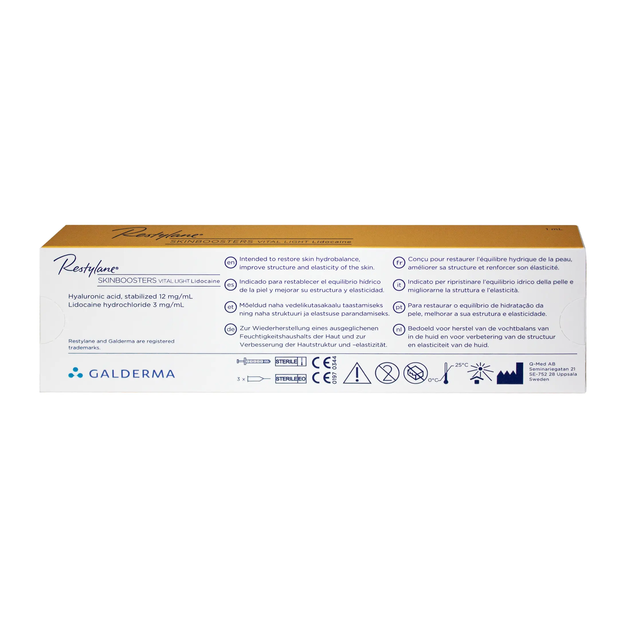Restylane® Vital Light Skinboosters™ mit Lidocain Restylane Vital Light Skinboosters Lidocaine Back
