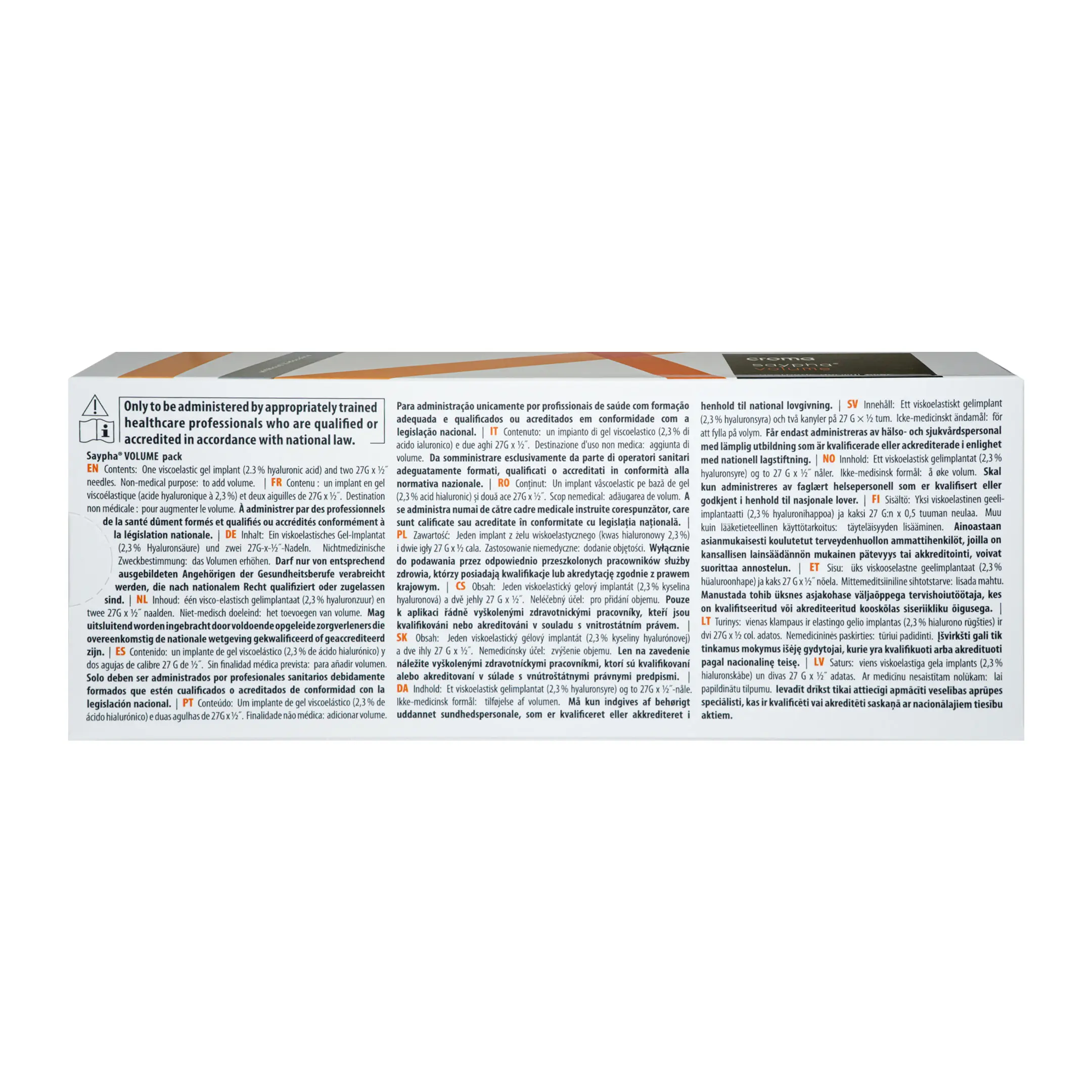 Saypha Volume (1×1ml) Saypha Volume aesthetic dermal filler without Lidocaine back