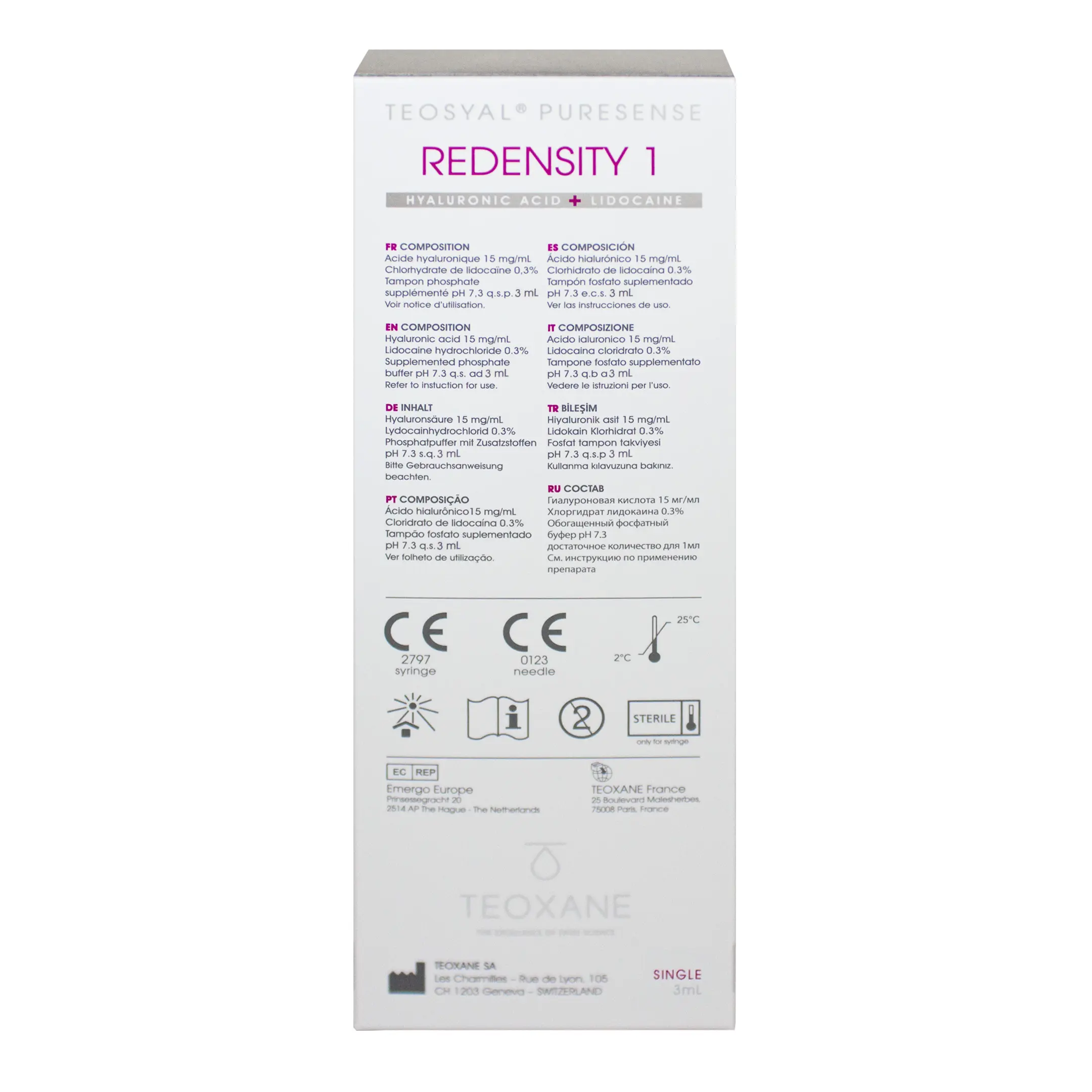 TEOSYAL® Redensity I Puresense (1×3.0ml) Teosyal Redensity1 single back