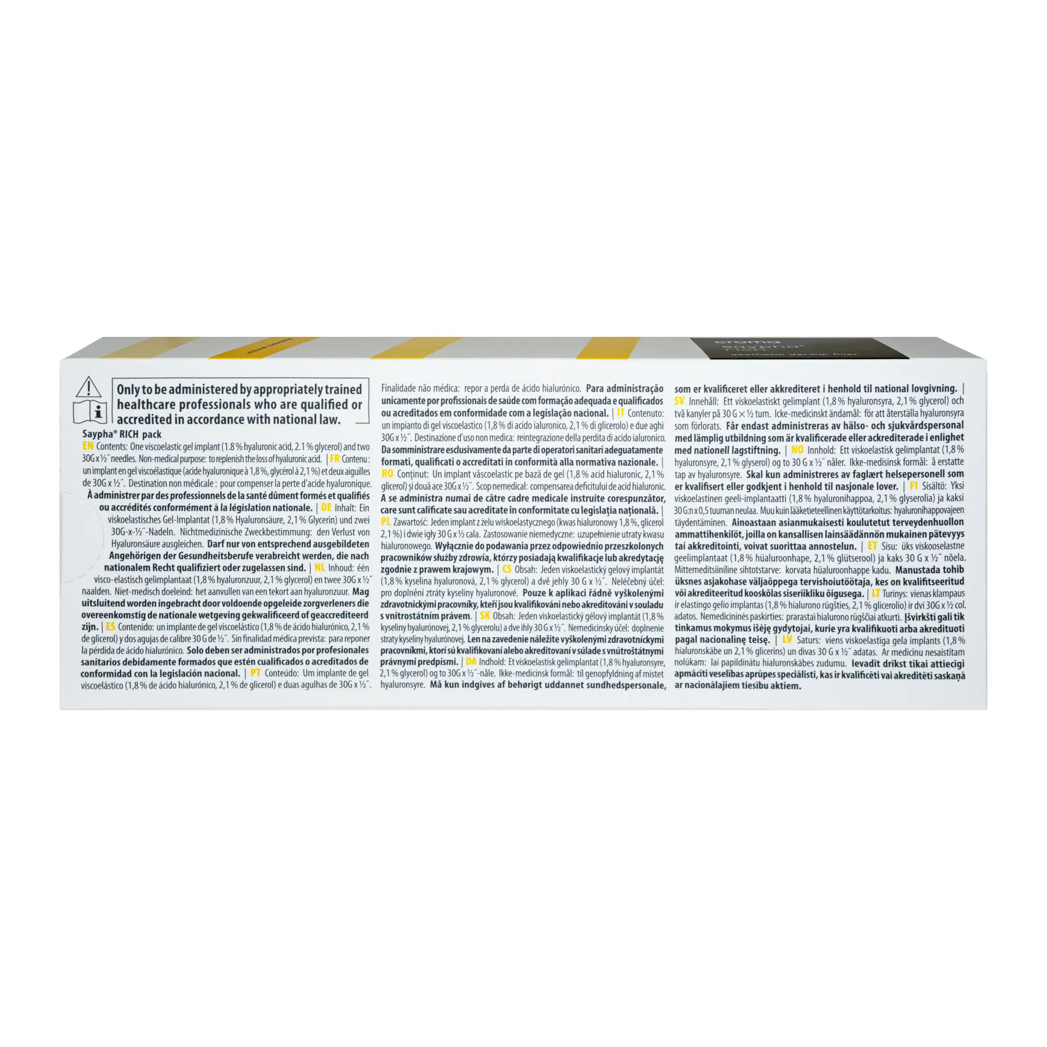 Saypha Rich (1×1ml) Saypha rich aesthetic dermal filler without Lidocaine back