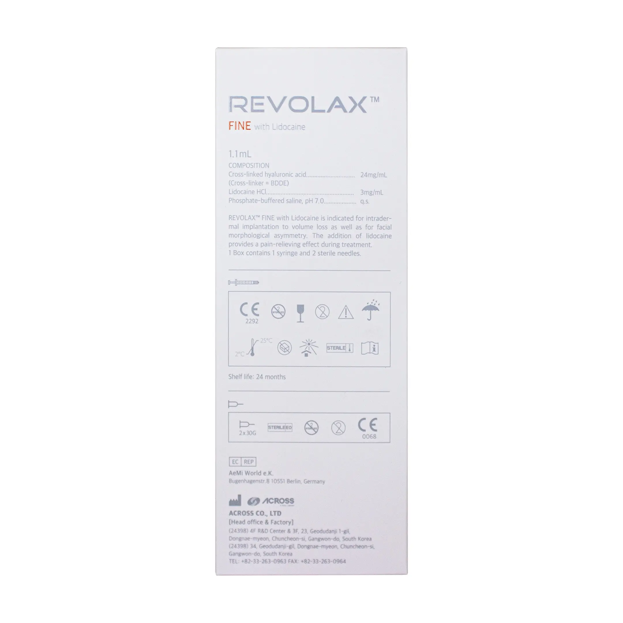 REVOLAX Fine Lidocaine (1×1,1ml) Revolax Fine Lidocaine back