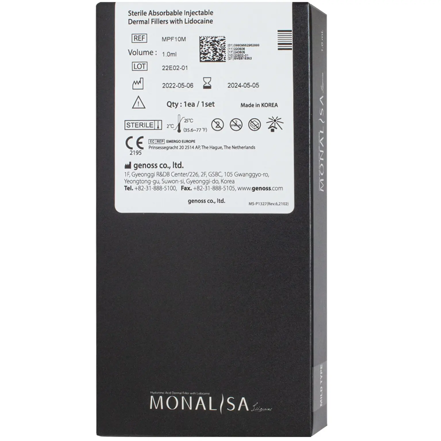 Monalisa Mild Type Lidocaine 1 x 1 ml Monalisa Mild type Lidocaine back