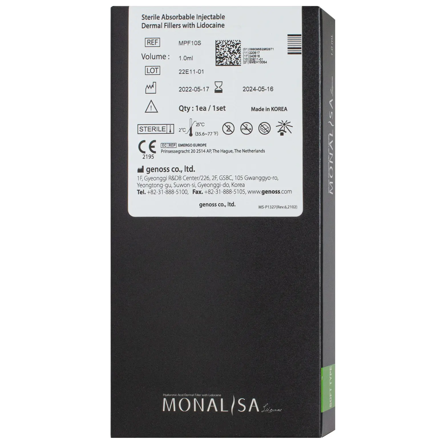 Monalisa Soft Type Lidocaine 1 x 1 ml Monalisa Soft Type Lidocaine back