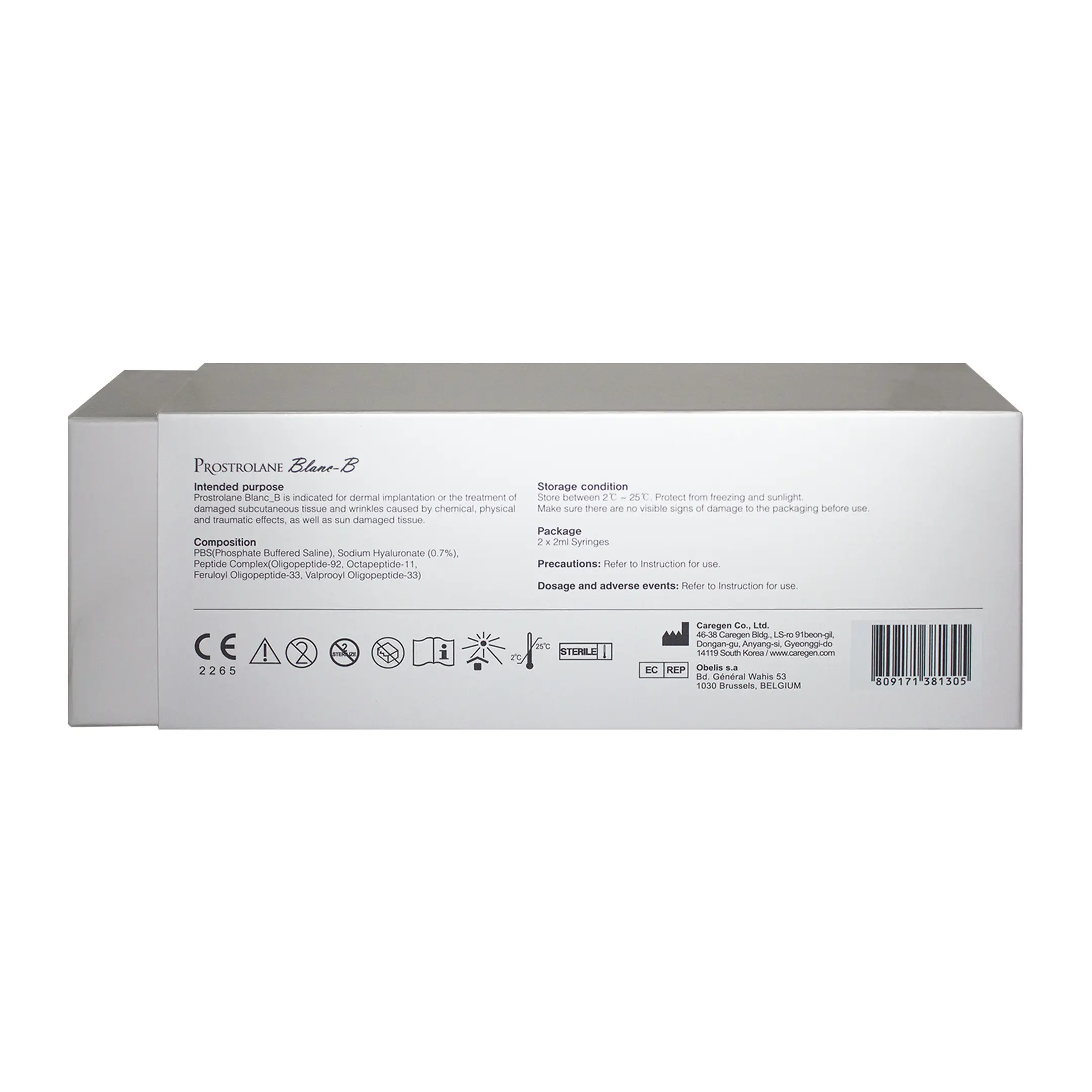 Prostrolane Blanc-B Dermal Filler (2×2ml) Prostrolane Blanc B Dermal Filler 2x2ml back