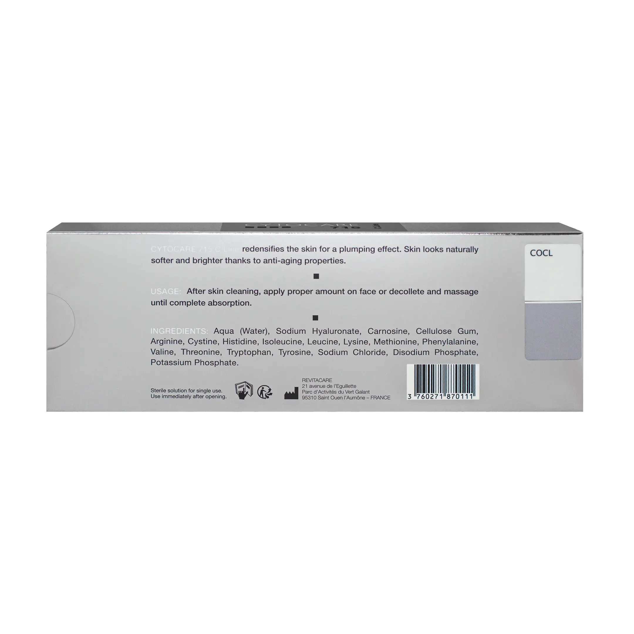 Revitacare Cytocare 715 C Line (5x5ml) Revitacare Cytocare 715 C Line back