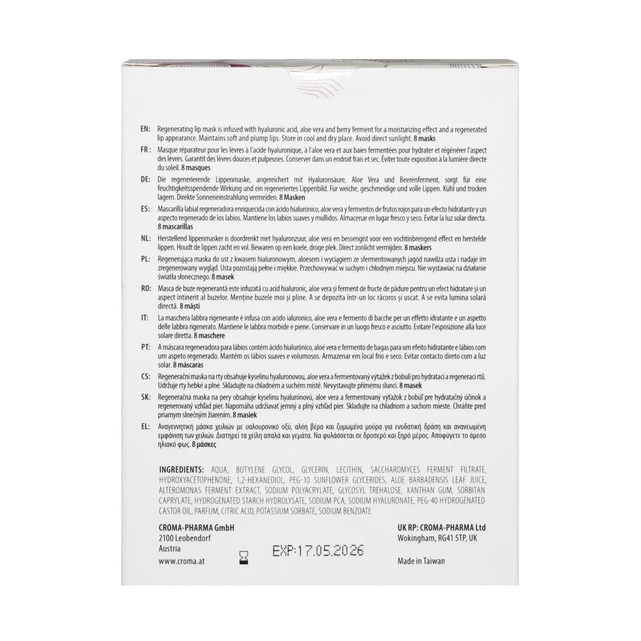 Croma REGENERATING Lip Mask (8 Stk.) Croma Regenerating lipmask back