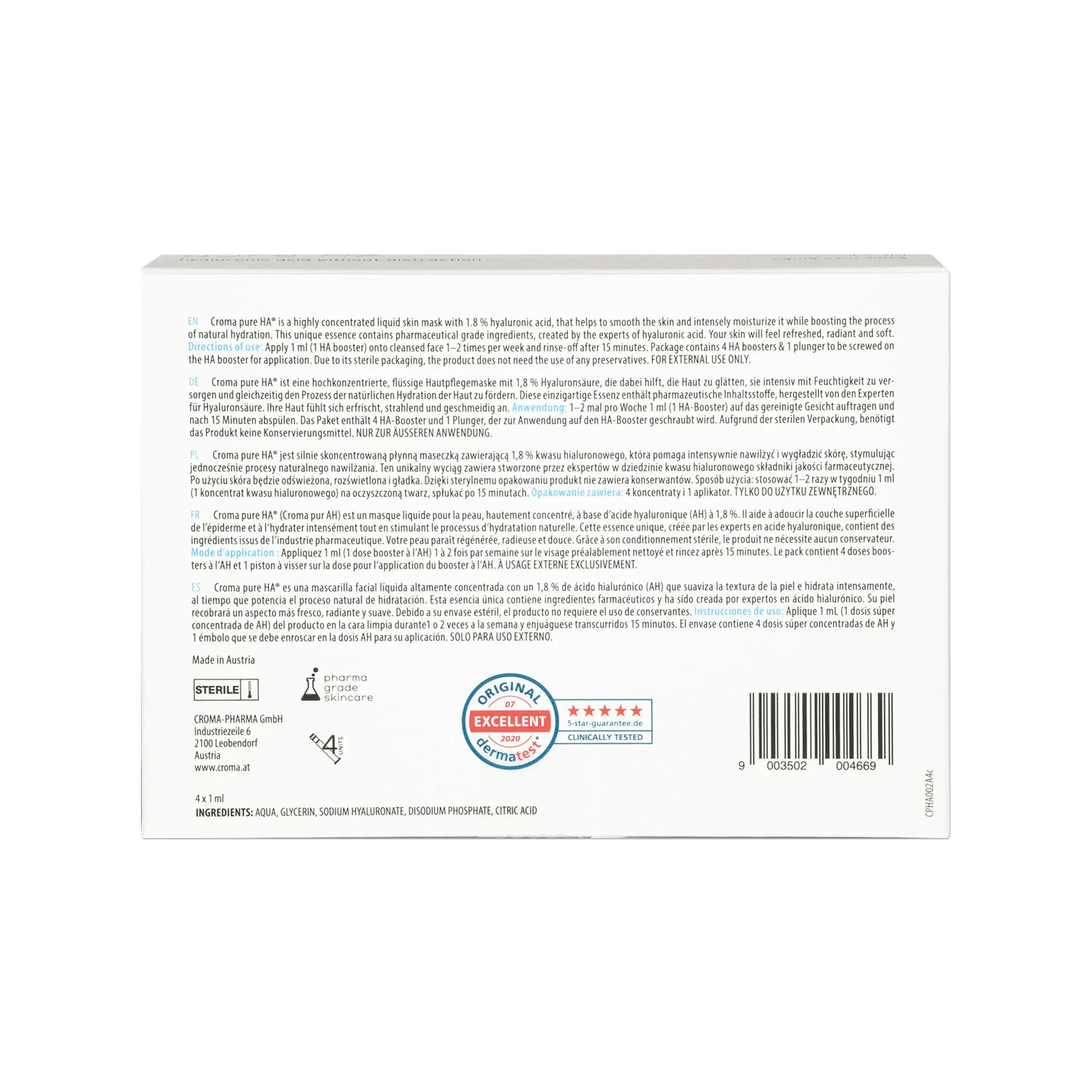 Croma Pure HA (4x1ml) Croma pure HA back