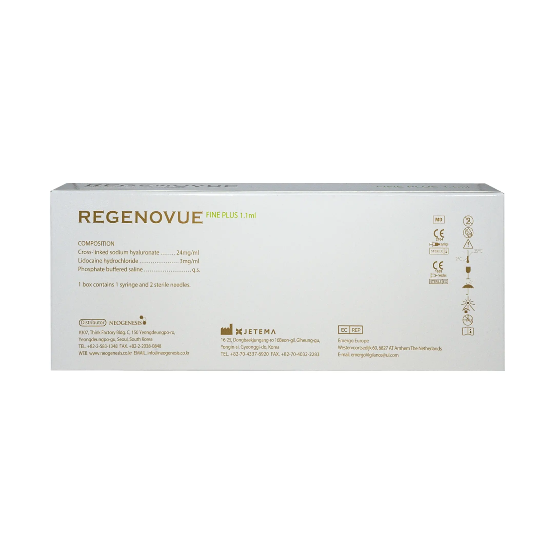 Regenovue Fine Plus Lidocaine (1×1.1ml) Regenovue Fine Plus back