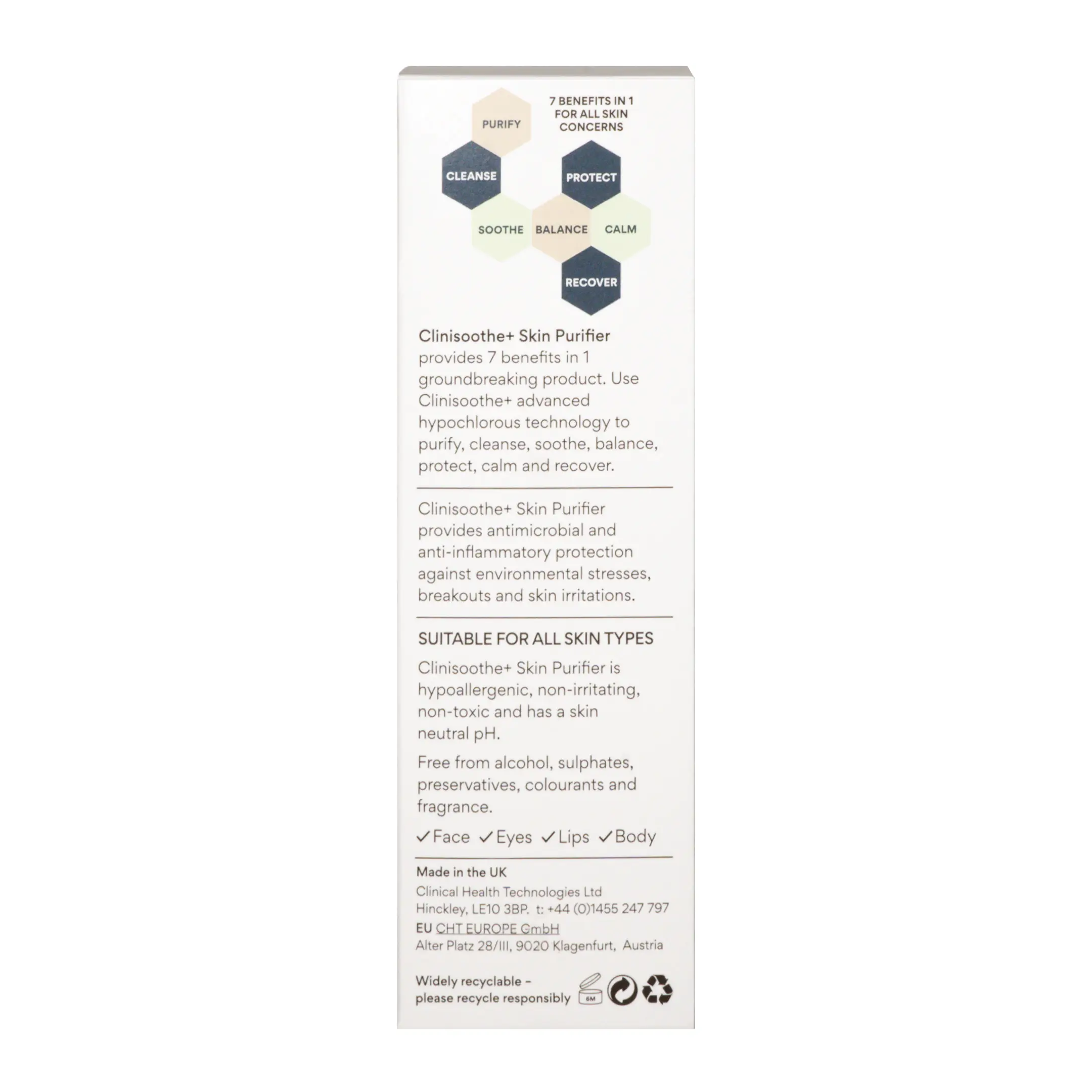 Clinisoothe+ Skin Purifier (100ml) Clinisoothe skin purifier 100ml back