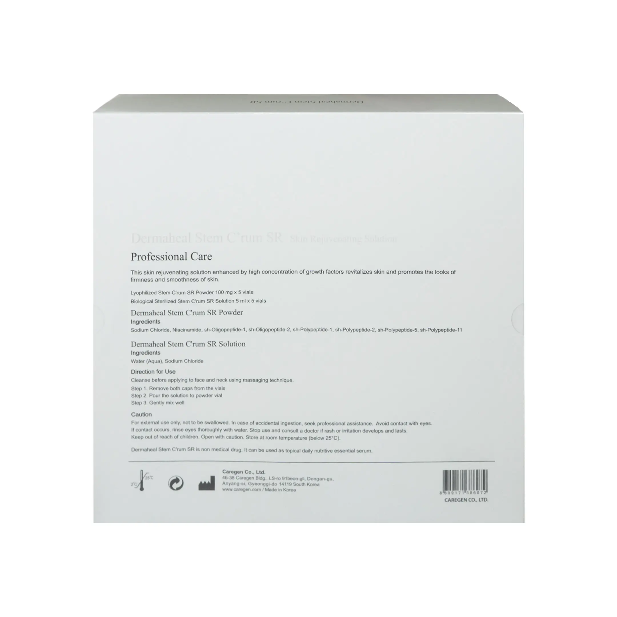 DermaHeal Stem C'rum SR (5x5ml) Dermaheal Stem C'rum SR Skin Rejuvenating Solution back